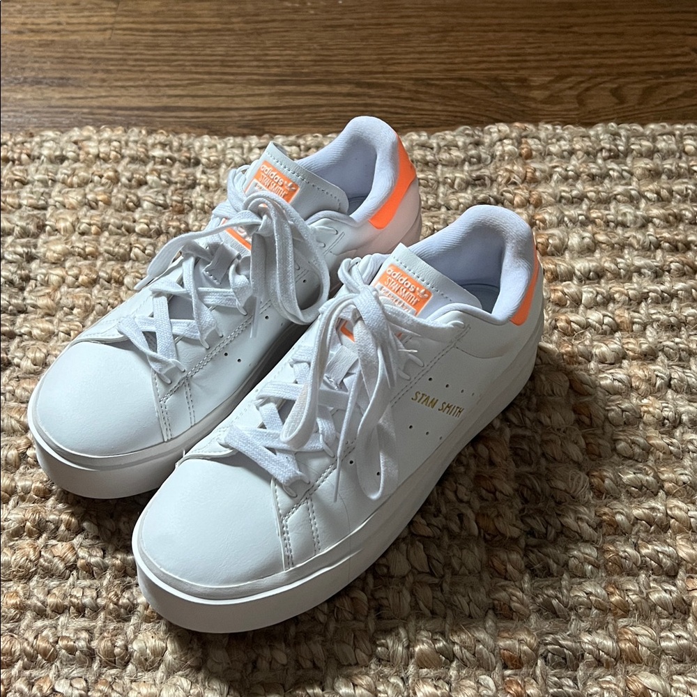 Adidas Stan Smith White and Orange Sneakers